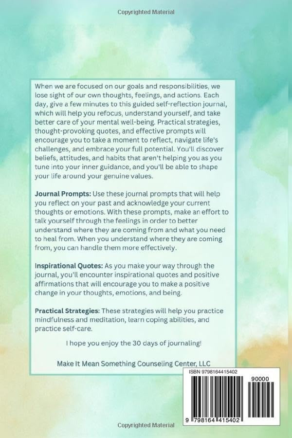 A Mental Wellness Journal back cover
